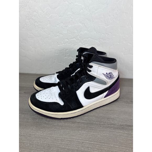Nike Men’s Air Jordan 1 Mid SE Black Varsity Purple Retro 852542-105 Sz 8.5 - Picture 1 of 9